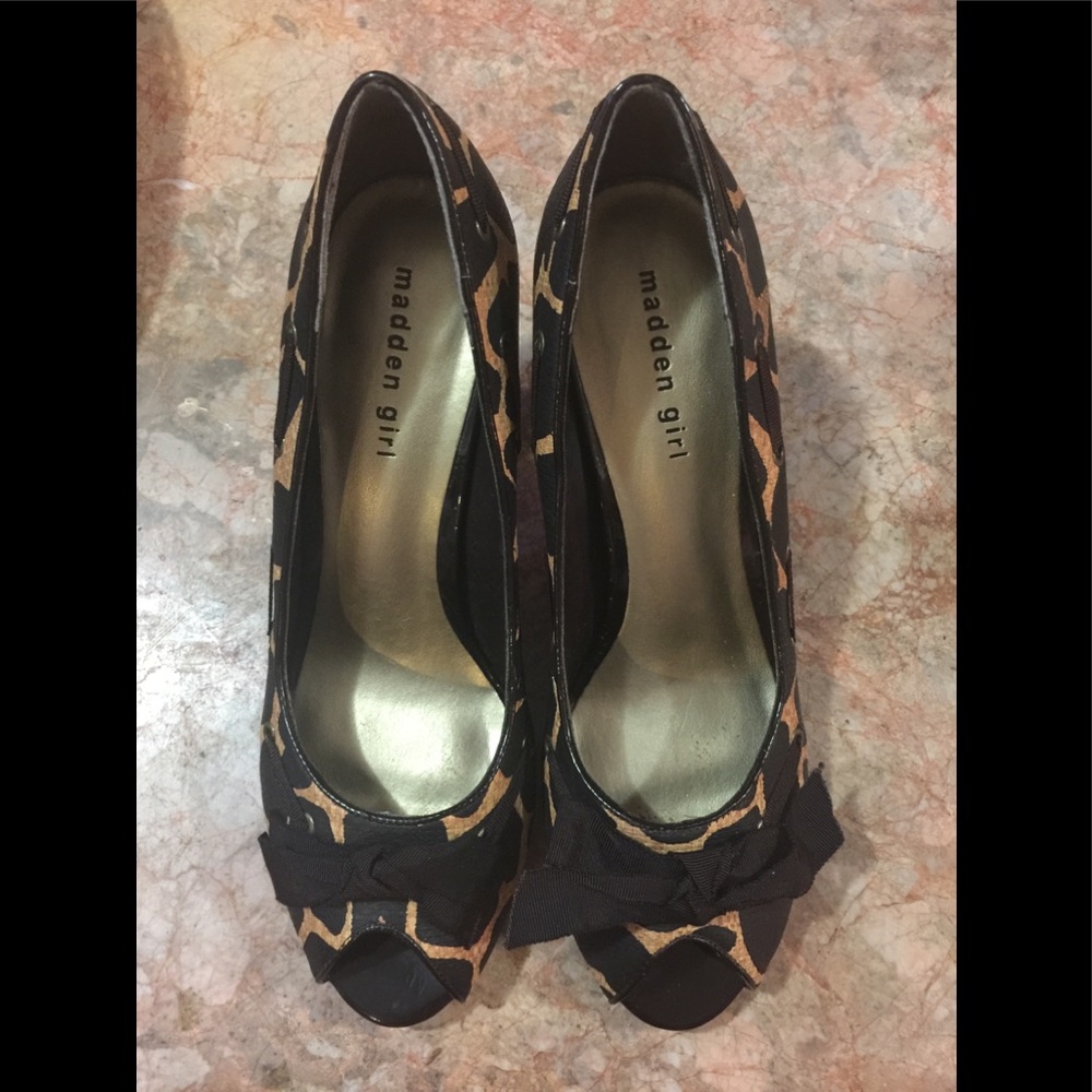 Madden Girl Peep Toe Leopard Print Pump